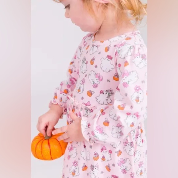 RUFFLE BUTTS Boos & Bows Spandex Romper Ghosts Pumpkins Size 6-12M - Picture 3 of 10